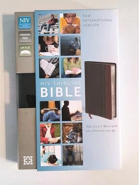 NIV Thinline Bible Standard Print Zondervan Charcoal Rich Red Italian Duo Tone